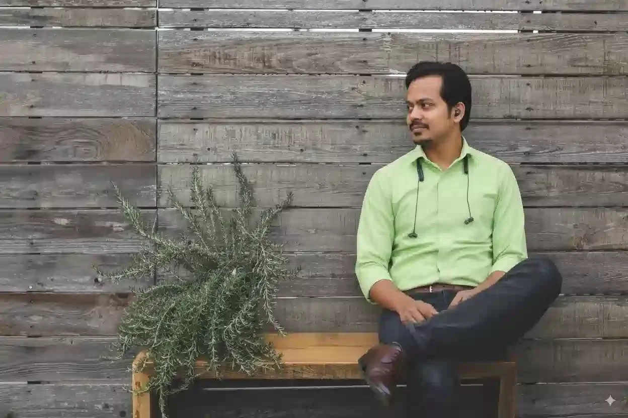 Swastik Dharpure, Software Developer with abstract background