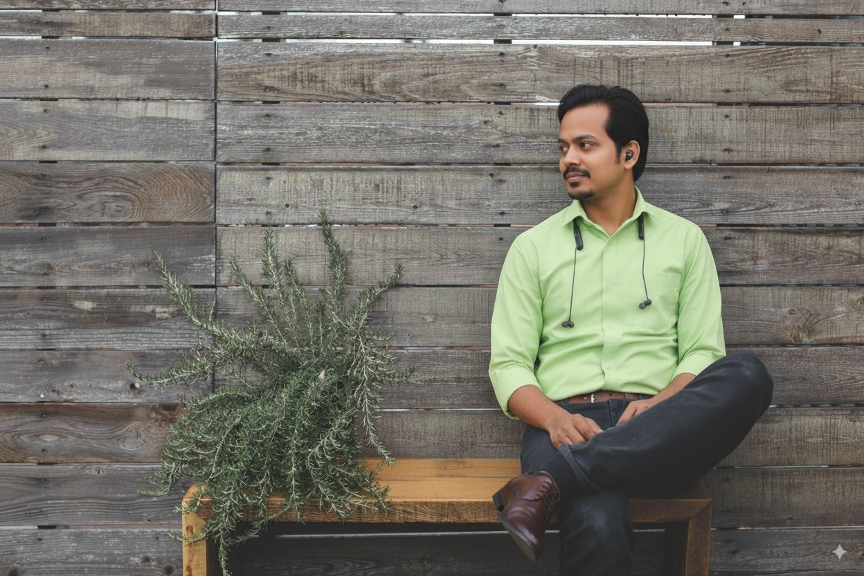 Swastik Dharpure, Software Developer with abstract background